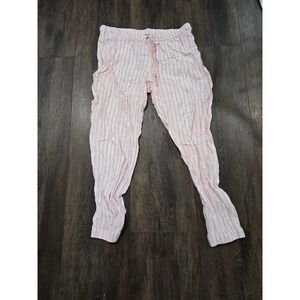 Victorias Secret Pink White Striped Pajama Pants Sleep Joggers Medium